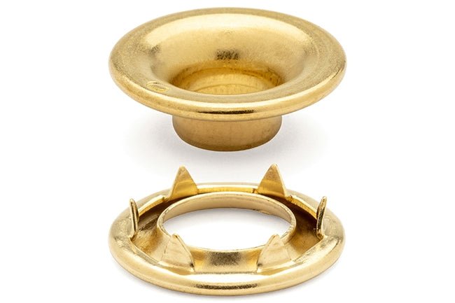 DOT&reg; Rolled Rim Grommet and Spur Washer 20-007R050001XG Brass Finish #0 size 144 pack