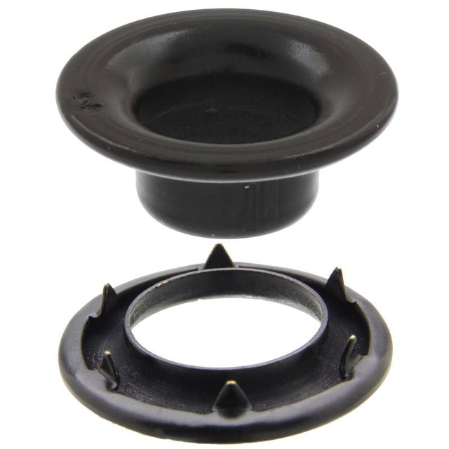 DOT® Rolled Rim Grommet and Spur Washer 20 - 007R201611XG Black Finish 2 size 144 pack - Dot Fasteners