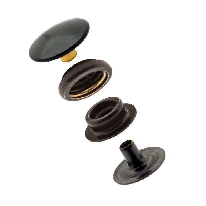 DOT® Durable™ Snap Fastener Set - Cloth-to-Cloth (Matte Black)